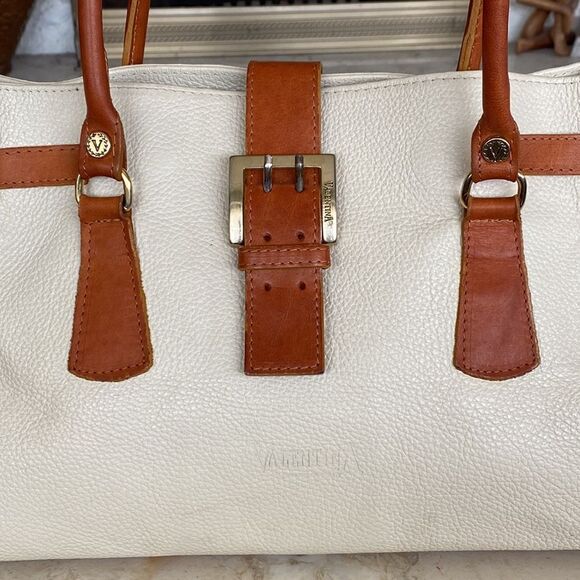 Valentina Two-Tone Genuine Leather Satchel Shoulder Bag Made in Italy - Picture 4 of 14